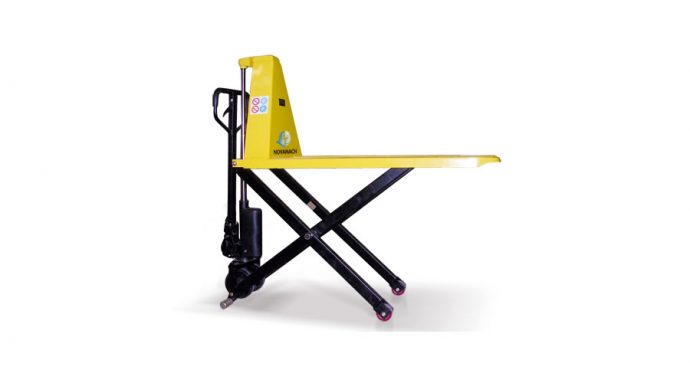 Hand pallet truck with manual lift pantograph